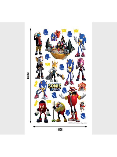 Stickers Sonic Prime 7 personnages  18 motifs - 65 x 85 cm - Kiabi