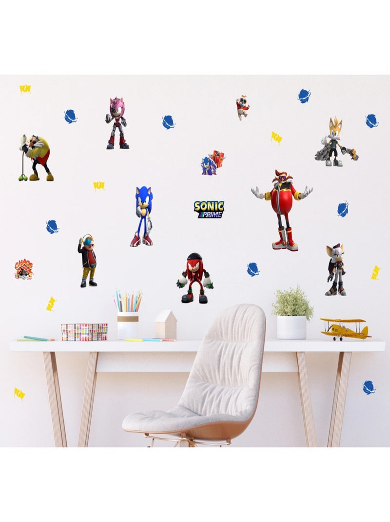 Stickers Sonic Prime 7 personnages  18 motifs - 65 x 85 cm Multicolore - Kiabi