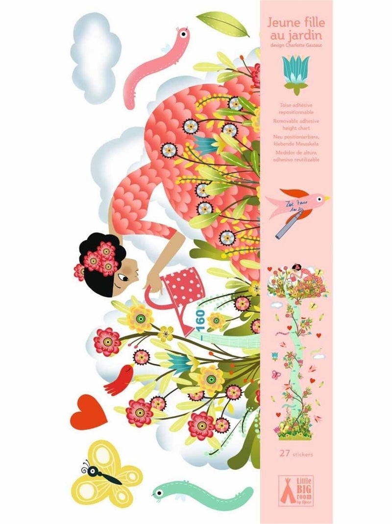 Stickers toise Jeune fille au jardin Multicolore - Kiabi