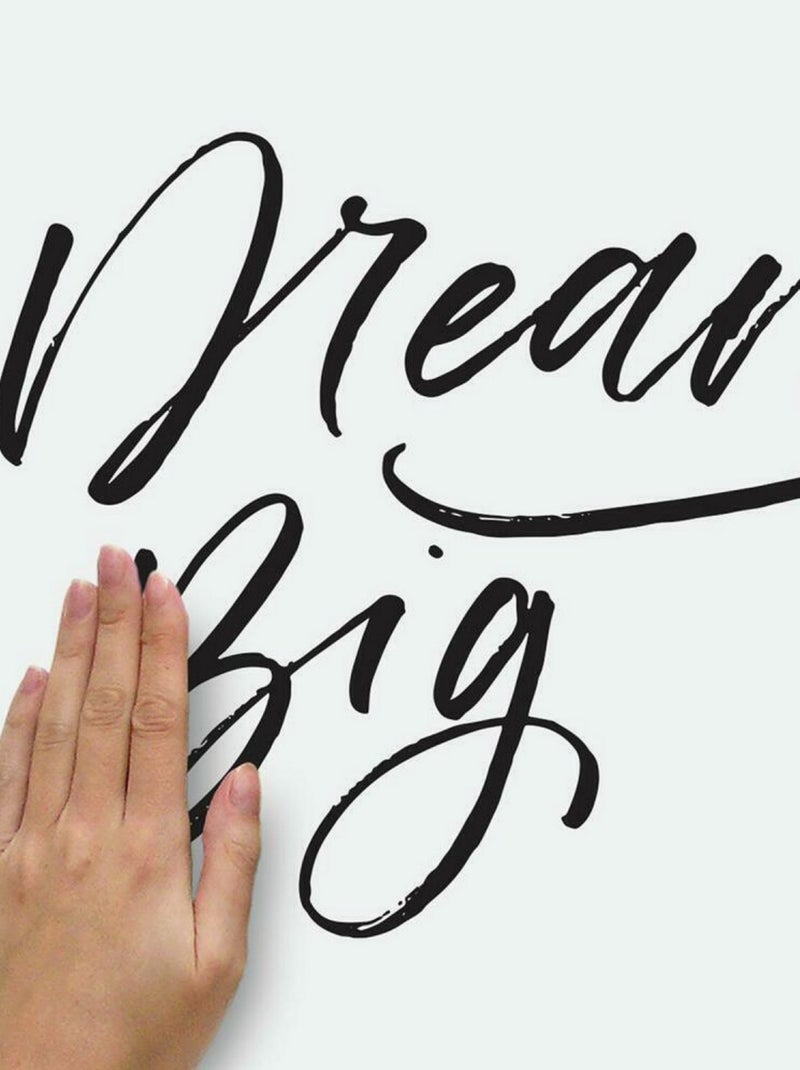 Stiicker Mural Géant Citation -Dream Big- Rêve grand Noir Noir - Kiabi