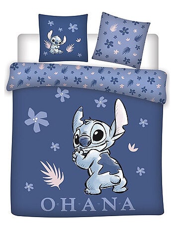 Stitch, Parure de Lit Double Imprimée Réversible 100% Coton, OHANA