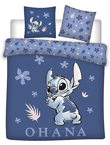 Stitch, Parure de Lit Double Imprimée Réversible 100% Coton, OHANA