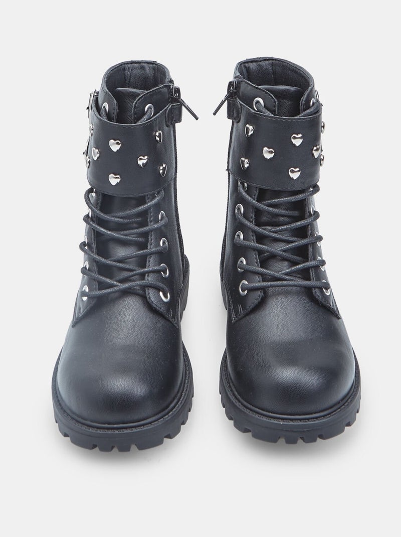 Stivaletto avec lacets et boucles Bata Noir - Kiabi