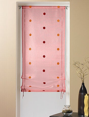 Store à remonter voilage en organza gros pois