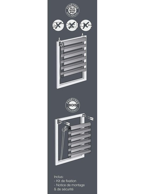 Store enrouleur jour et nuit 60 x 180 cm polyester daynight Noir - Kiabi Store enrouleur jour et nuit 60 x 180 cm polyester daynight Noir - Kiabi
