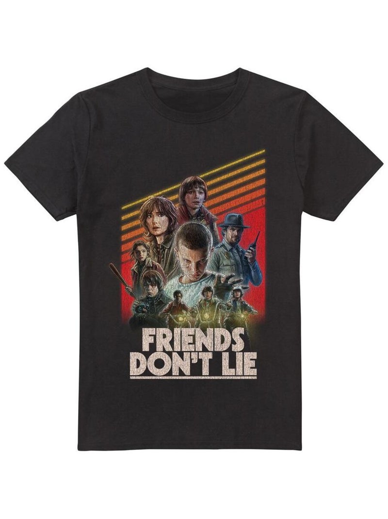 Stranger Things - T-shirt FRIENDS DON'T LIE Noir - Kiabi