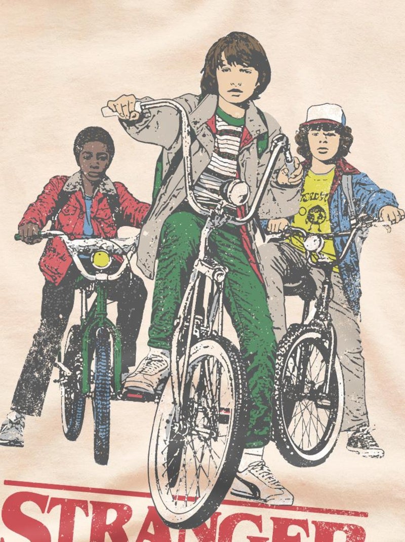 Stranger Things - T-shirt HAWKINS BIKE RIDERS Blanc nacré - Kiabi
