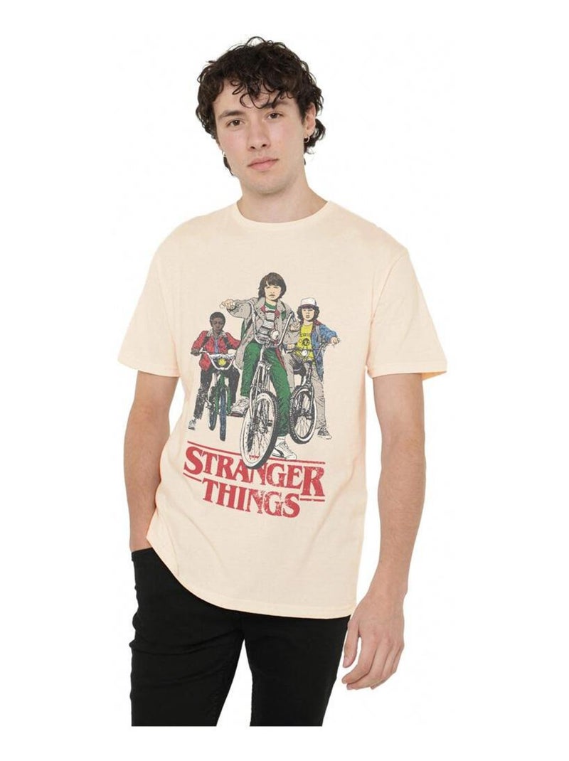 Stranger Things - T-shirt HAWKINS BIKE RIDERS Blanc nacré - Kiabi