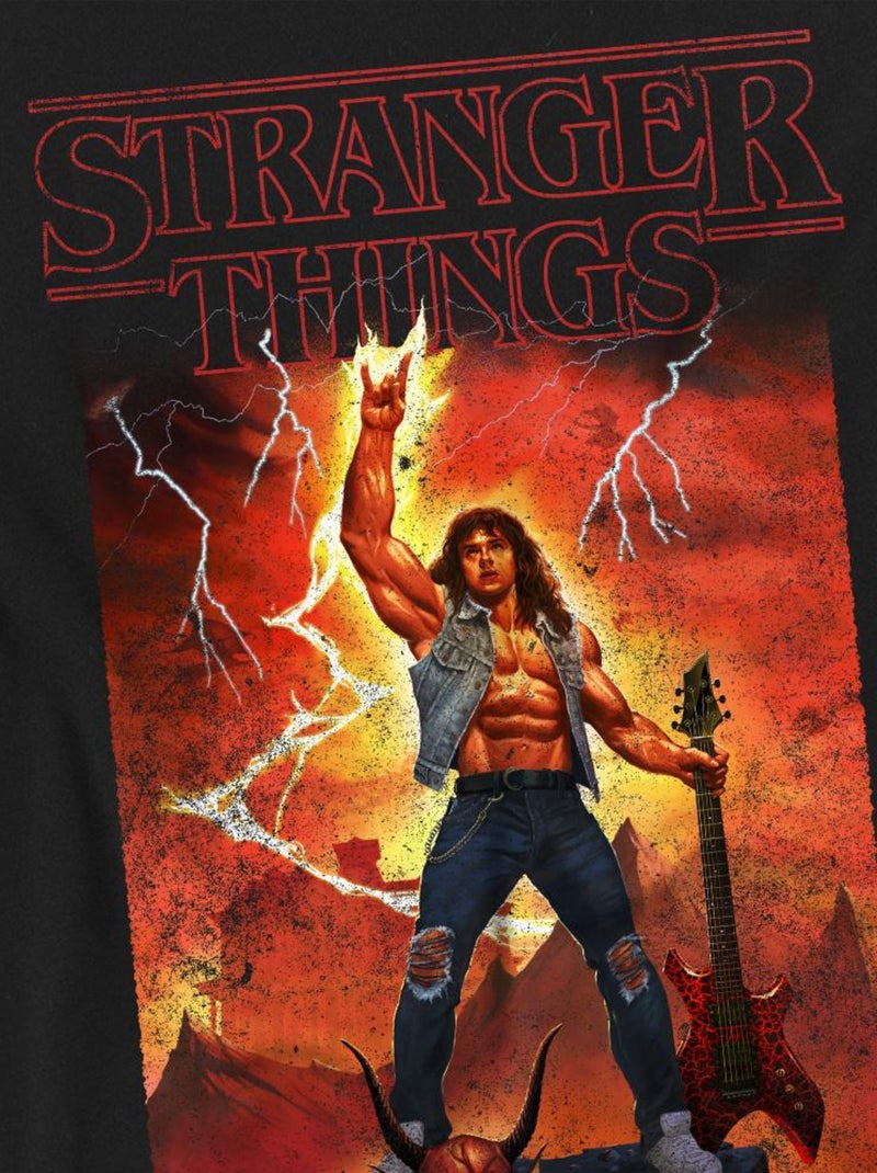 Stranger Things - T-shirt ROCK OF EDDIE MUNSON Noir - Kiabi