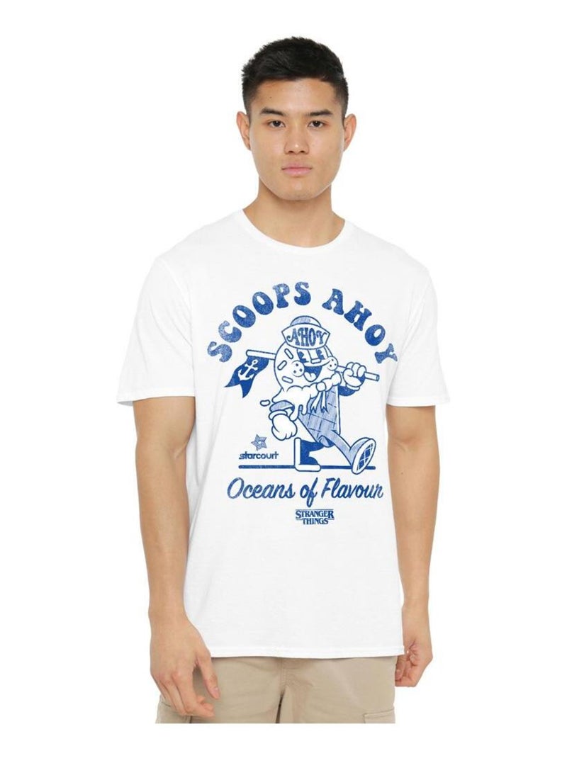 Stranger Things - T-shirt SCOOPS AHOY Blanc - Kiabi