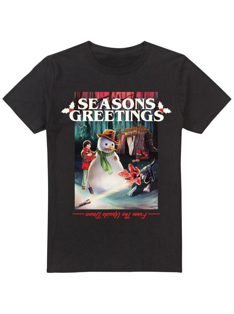 Stranger Things - T-shirt SEASONS GREETINGS Noir - Kiabi