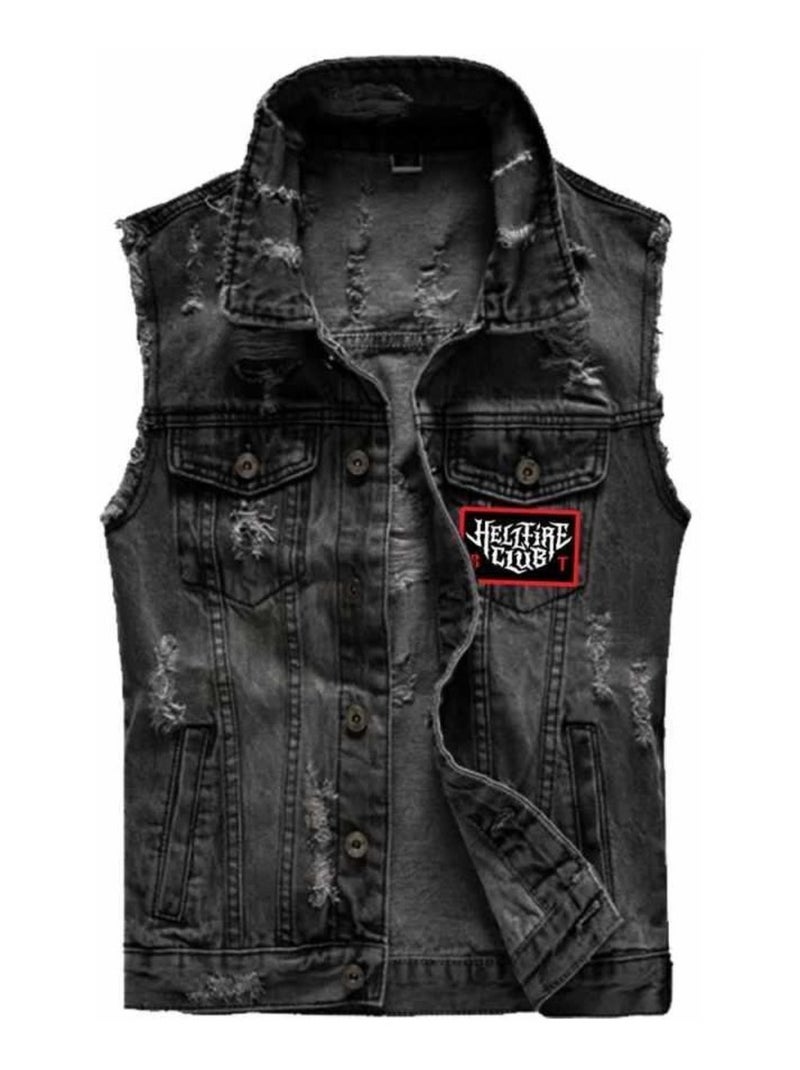 Stranger Things - Veste en jean HELLFIRE CLUB gris anthracite - Kiabi