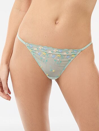 String barrette en tulle brodé