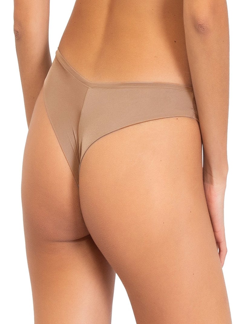 String brésilien en microfibre satinée Pure Marron - Kiabi