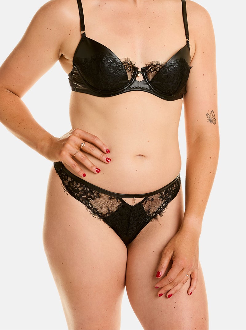String CUIR - Pomm'Poire Noir - Kiabi