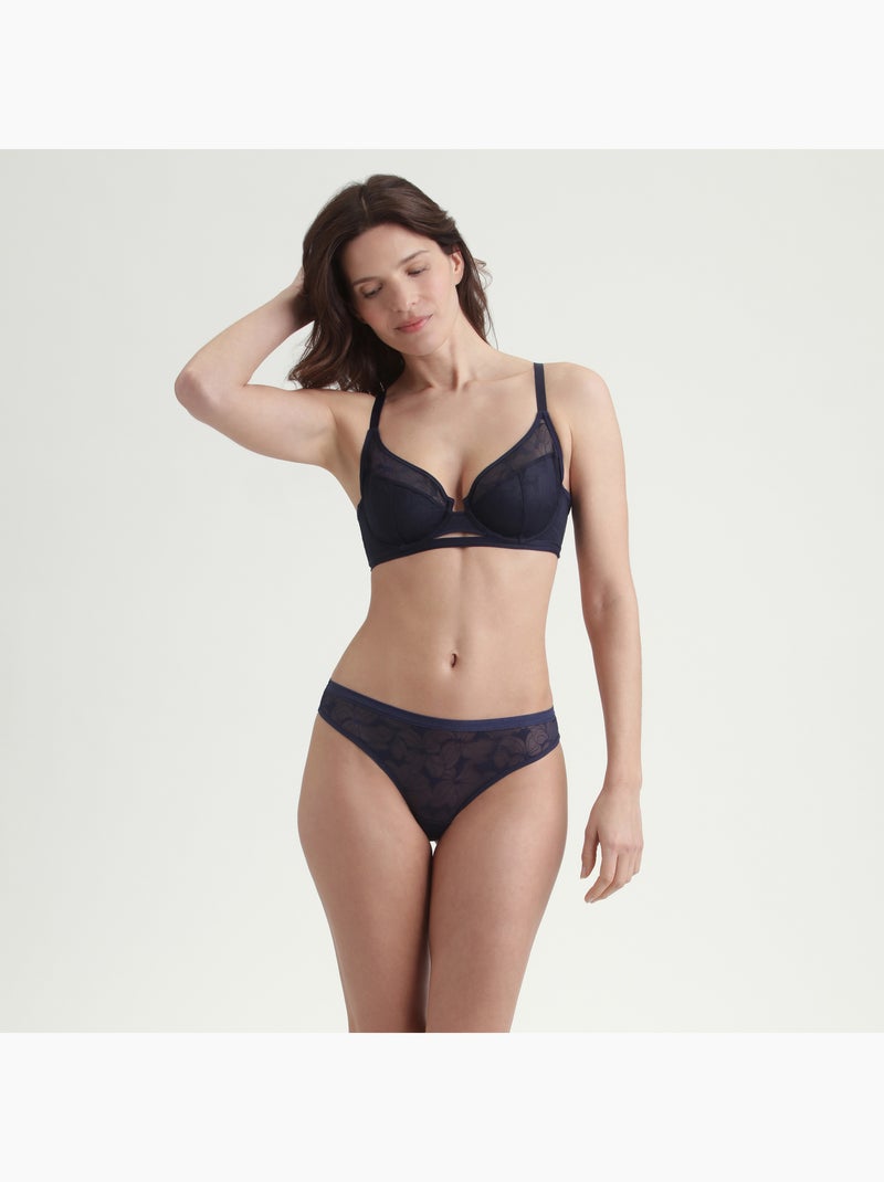 String dentelle florale Bloom Bleu nuit - Kiabi