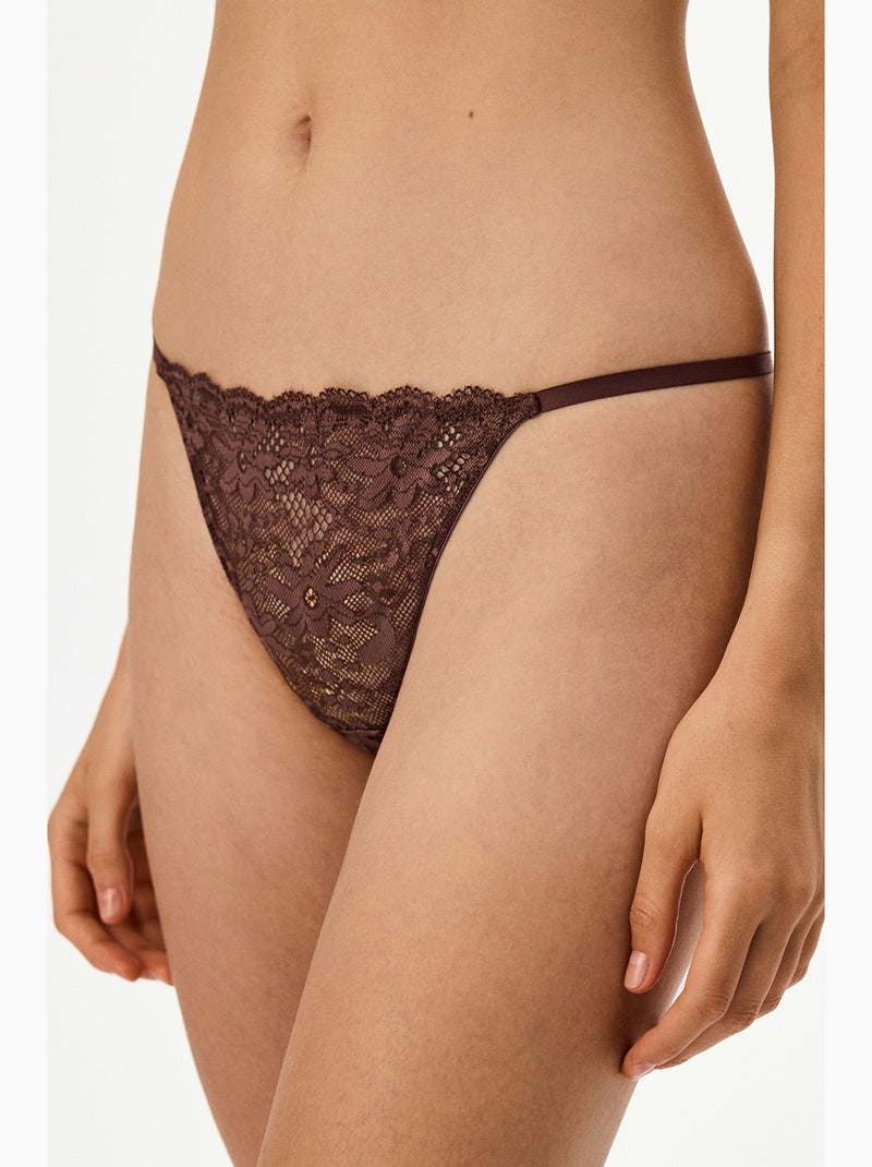 String en dentelle penti Rouge bordeaux - Kiabi