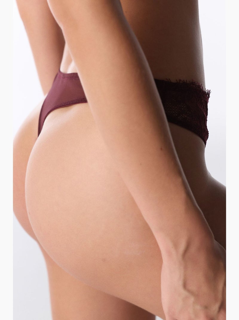 String femme en dentelle penti Rouge bordeaux - Kiabi