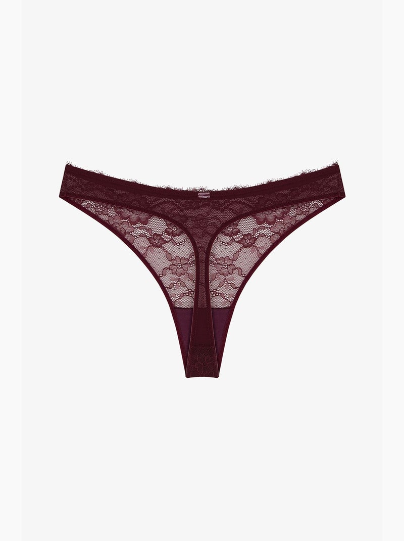 String femme en dentelle penti Rouge bordeaux - Kiabi