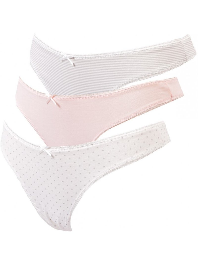 STRING Femme TRESS - Pack de 3 Blanc Rose Blanc - Kiabi