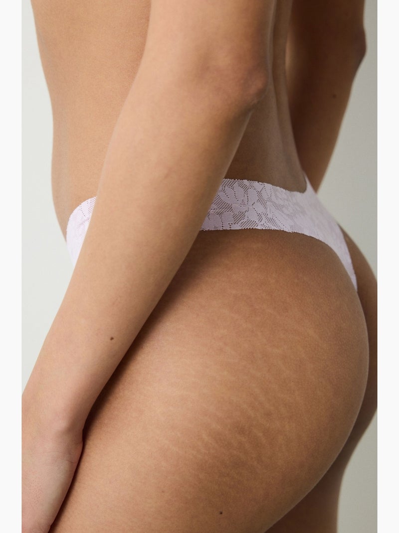 String invisible en dentelle découpée laser penti Rose clair - Kiabi