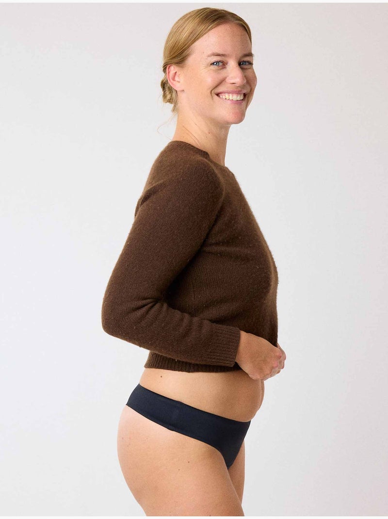 String menstruel sans couture - Flux léger Noir - Kiabi