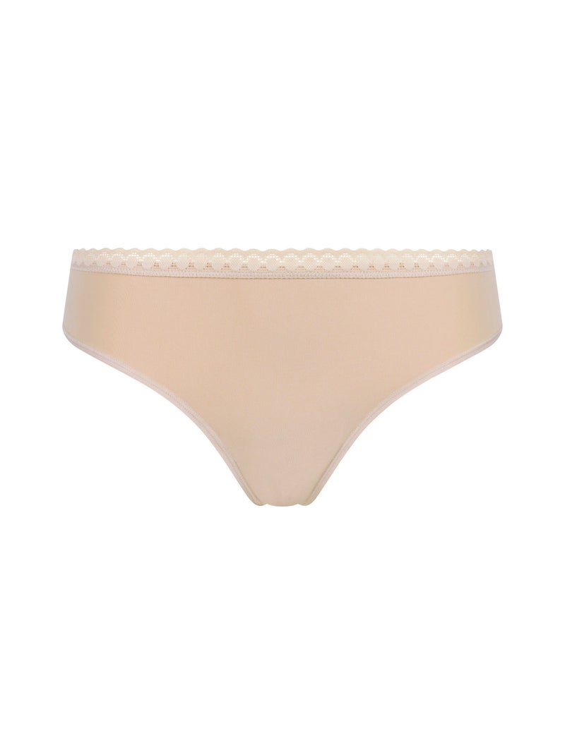 String microfibre stretch et dentelle Daily Micro Beige argile - Kiabi