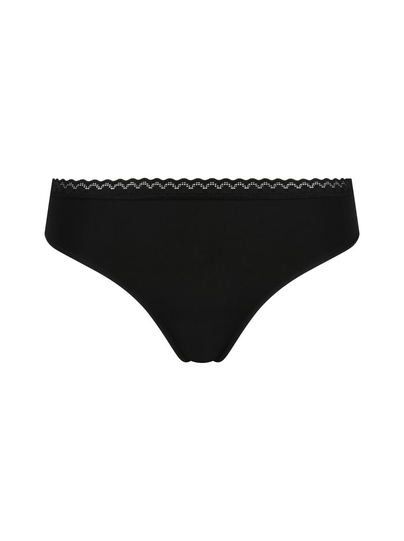 String microfibre stretch et dentelle Daily Micro Noir - Kiabi