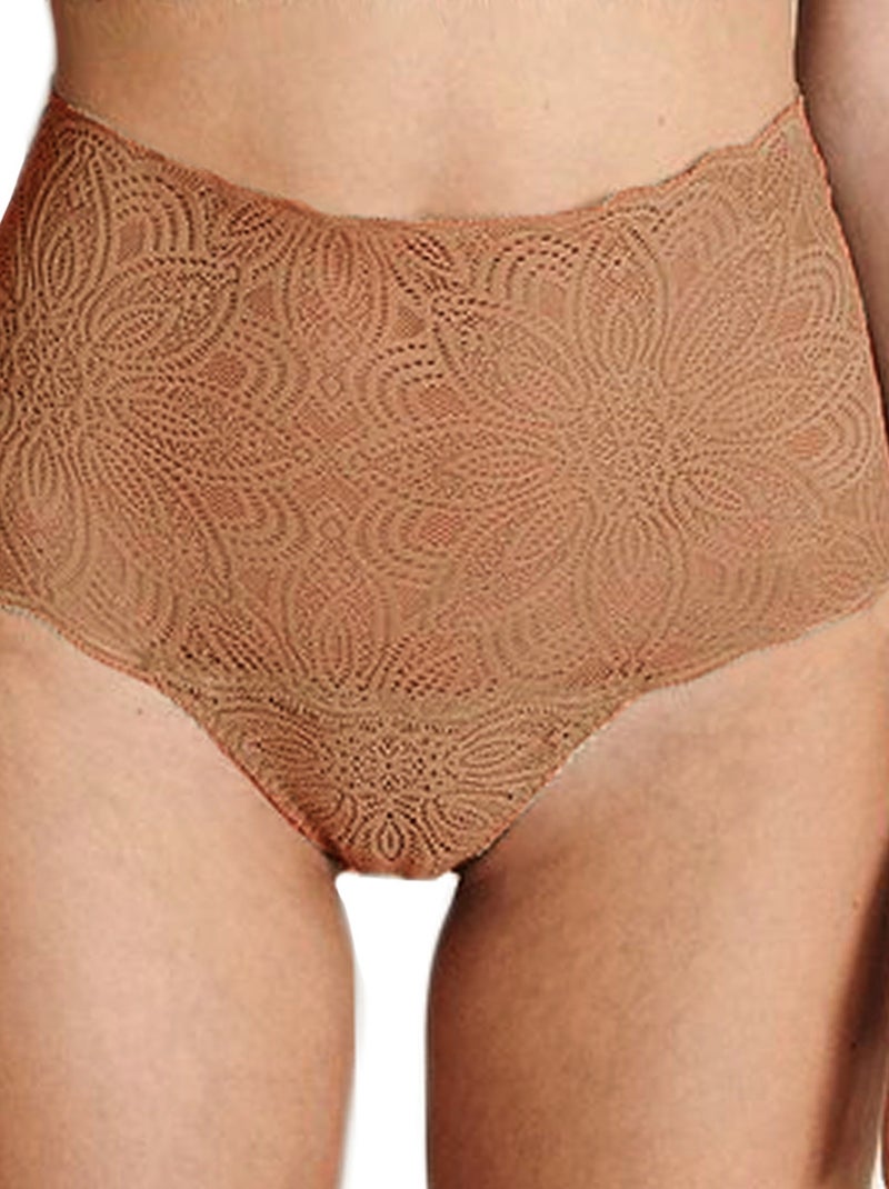 String taille haute en dentelle ajourée vegan Luna Marron - Kiabi