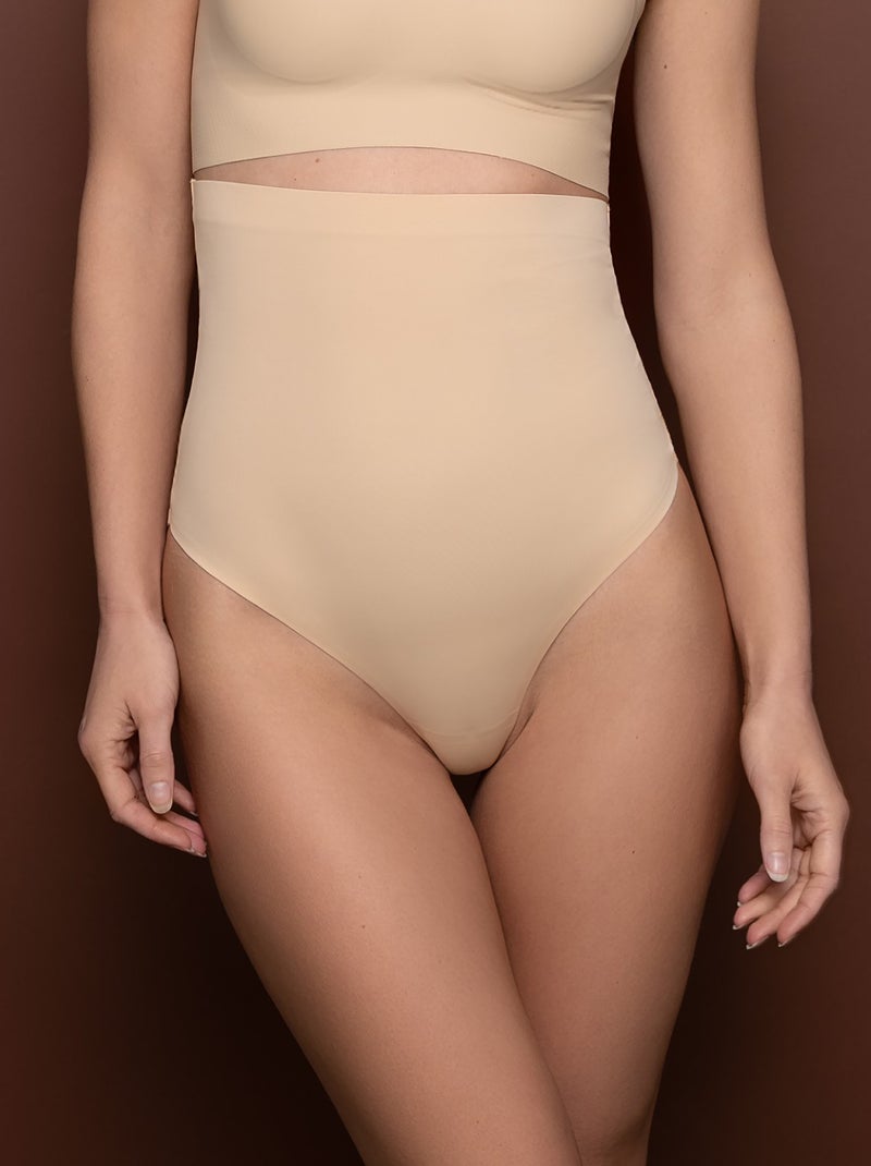 String taille haute sculptant 'Bye Bra' beige - Kiabi
