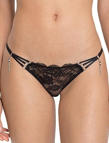 Soldes String femme string dentelle coton microfibre