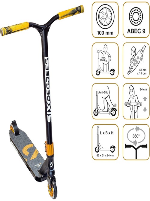 Stuntscooter Trottinette 100 mm noir-cuivre brun - Kiabi