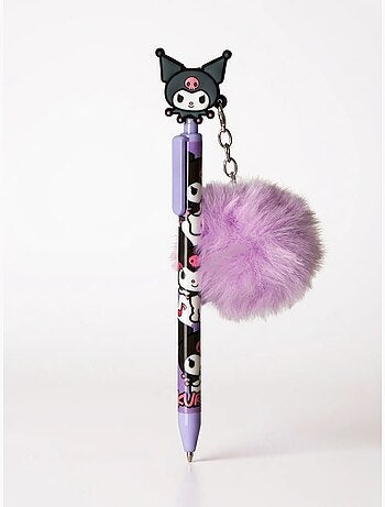 Stylo avec pompon et figurine kuromi sanrio