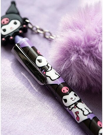 Stylo avec pompon et figurine kuromi sanrio