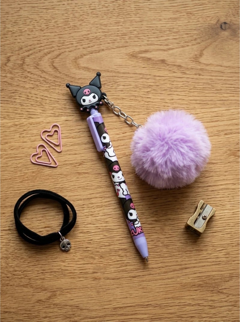 Stylo avec pompon et figurine kuromi sanrio Violet - Kiabi