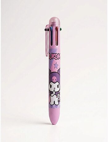 Stylo kuromi 6 couleurs encre multicolore clic sanrio