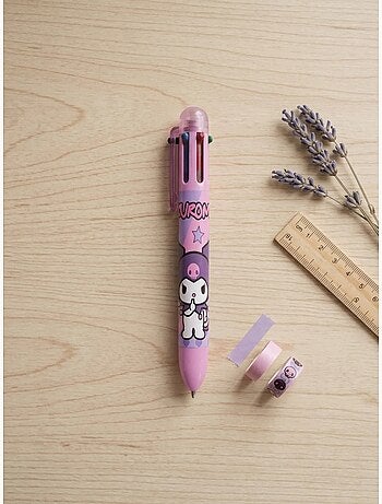 Stylo kuromi 6 couleurs encre multicolore clic sanrio