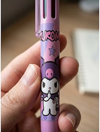 Stylo kuromi 6 couleurs encre multicolore clic sanrio