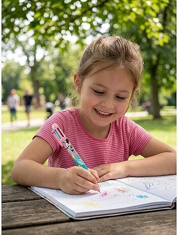 Stylo rétractable 6 couleurs pointe fine minnie mouse disney