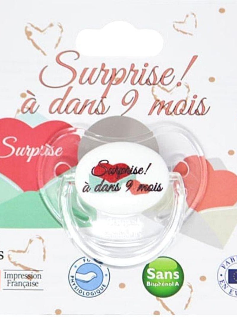 Sucette " Surprise ! à dans 9 mois " Rose - Kiabi