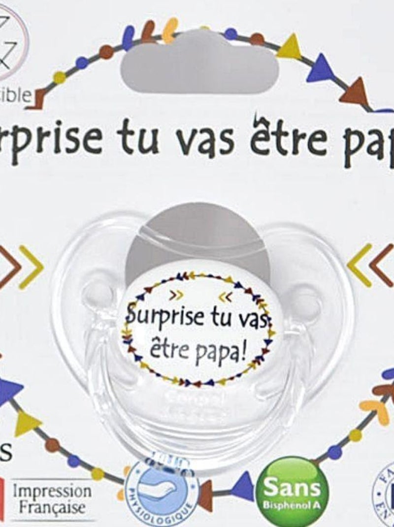 Sucette " Surprise tu vas être papa " Blanc - Kiabi