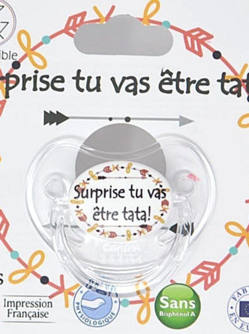 Sucette " Surprise tu vas être tata ! " Blanc - Kiabi