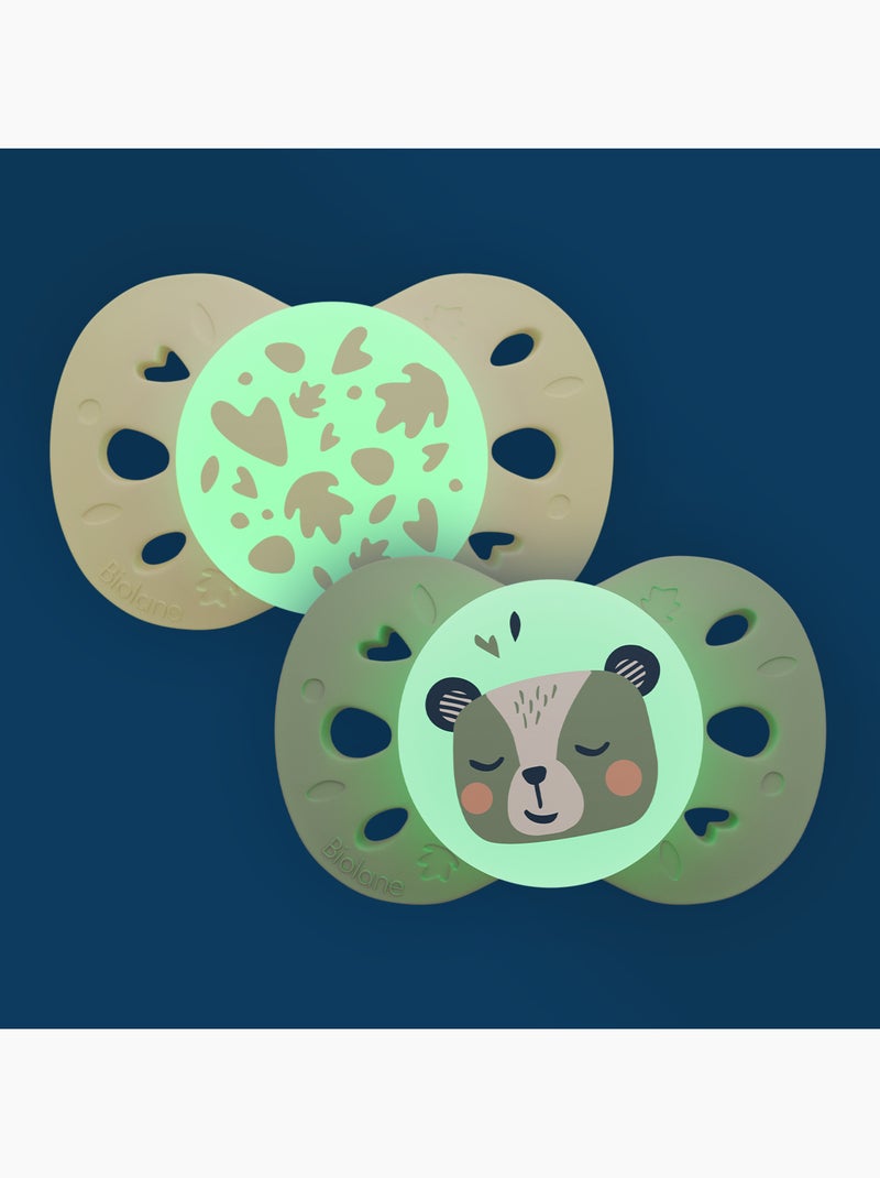 Sucettes anatomiques Nuit - 18 mois et plus Beige/Vert - Kiabi