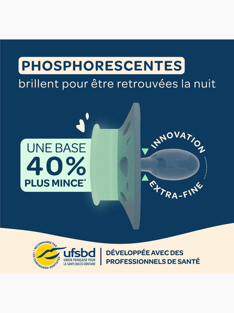 Sucettes anatomiques nuit - 6 à 18 mois biolane Bleu Beige - Kiabi