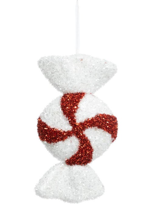 Sujet bonbon rond 28 cm polystyrène rouge blanc - Kiabi
