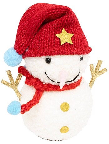 Sujet bonhomme de neige doudou polystyrène h13 cm blanc