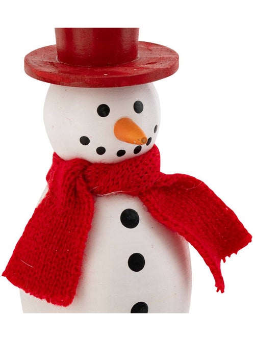 Sujet bonhomme de neige écharpe bois h10 cm blanc - Kiabi
