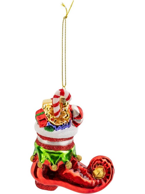 Sujet botte cadeaux verre h11 cm rouge - Kiabi