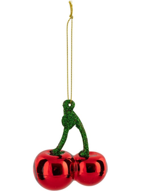 Sujet cerises verre h9 cm rouge et vert - Kiabi