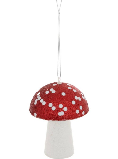 Sujet champignon paillettes polystyrène h13 cm rouge et blanc - Kiabi